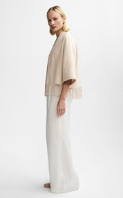 Aks Keyla Kort Kofta Med Fransar, S/M, cream