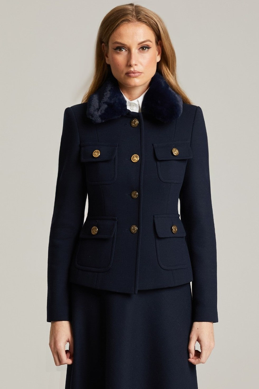 ANDIATA Stacy blazer ullkrage och guldknappar
