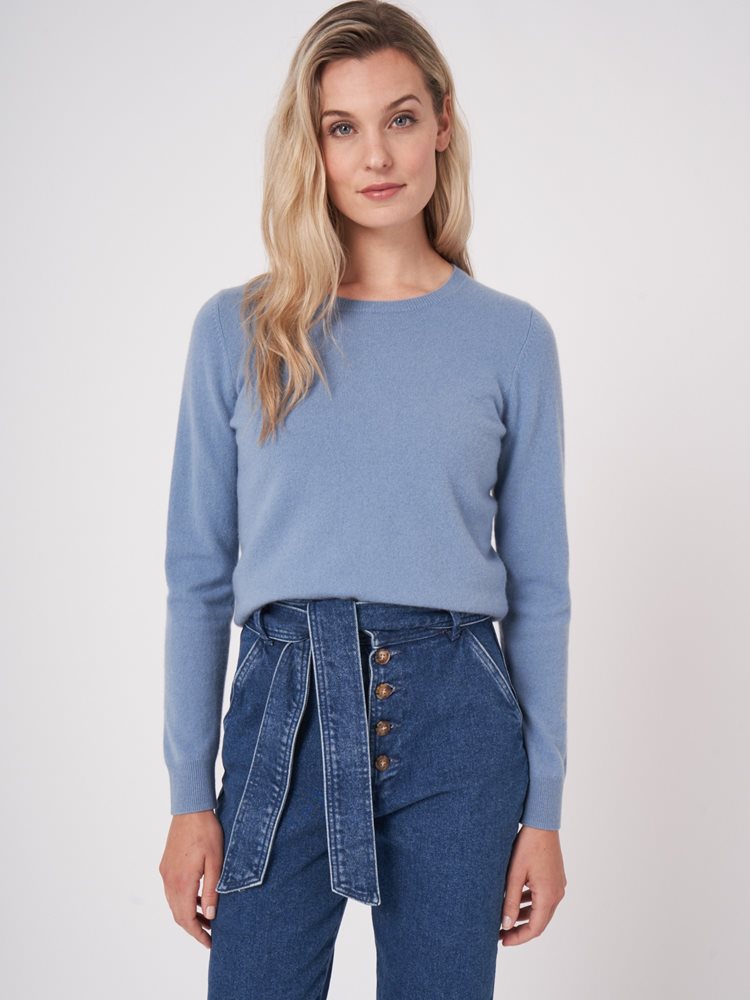 Repeat Cashmere Rundhalsad Tröja, ljusblå, 40