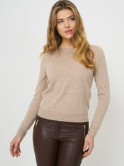 Repeat Cashmere Rundhalsad Tröja, sand, 38
