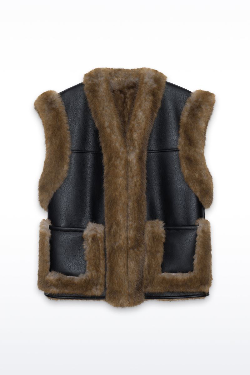 STAND Vändbar väst fakefur