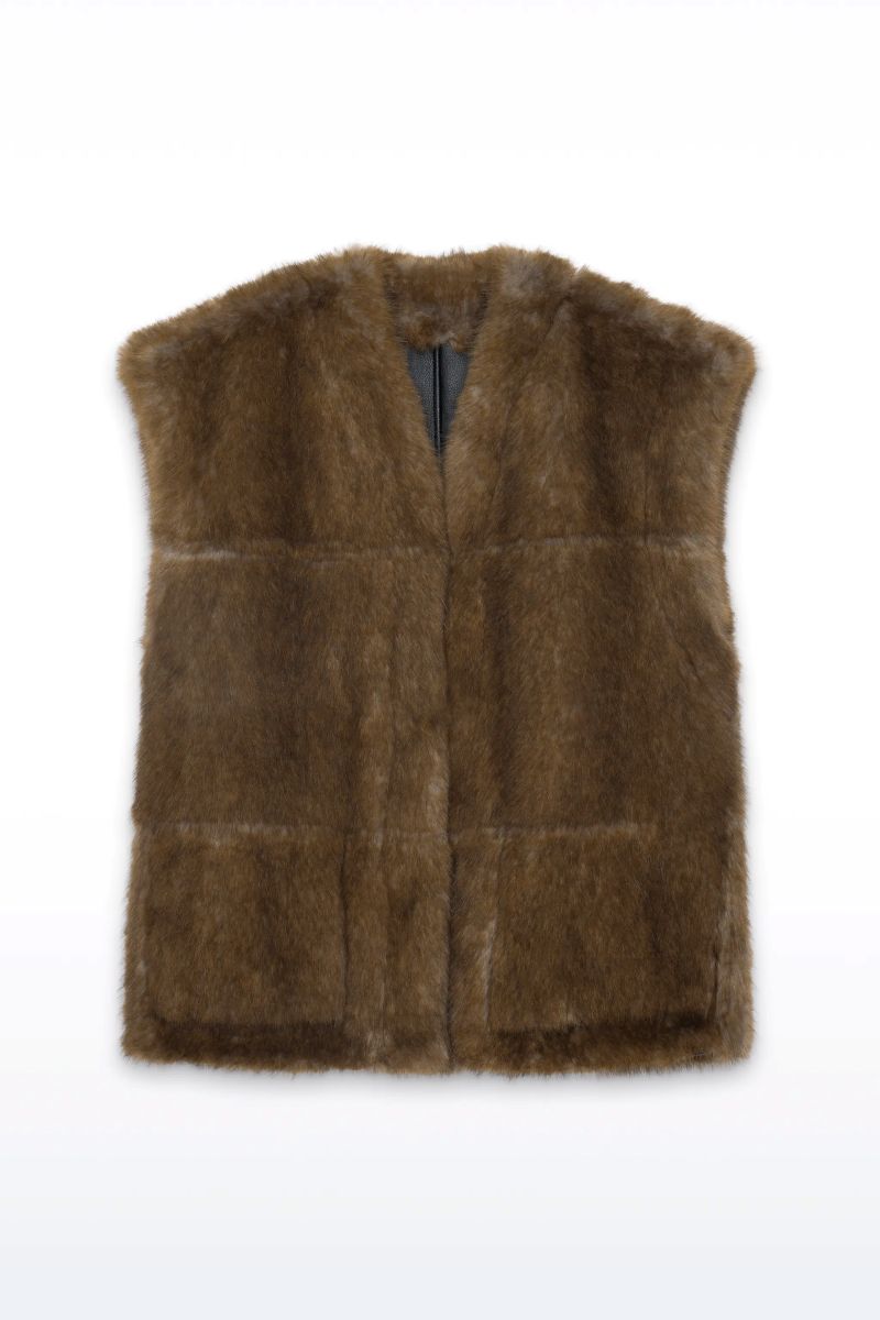 STAND Vändbar väst fakefur